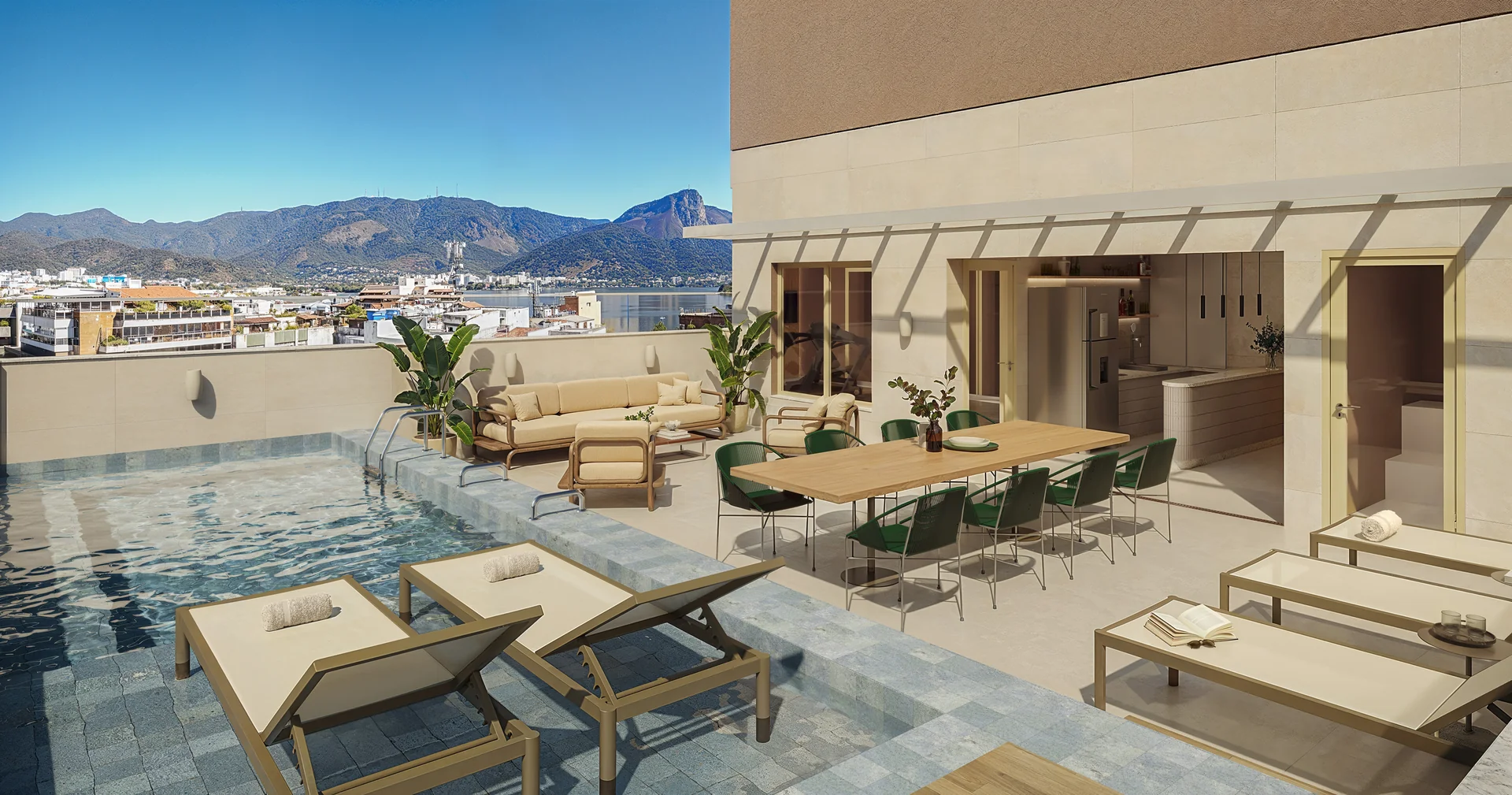 Rooftop pool with Cristo Redentor view